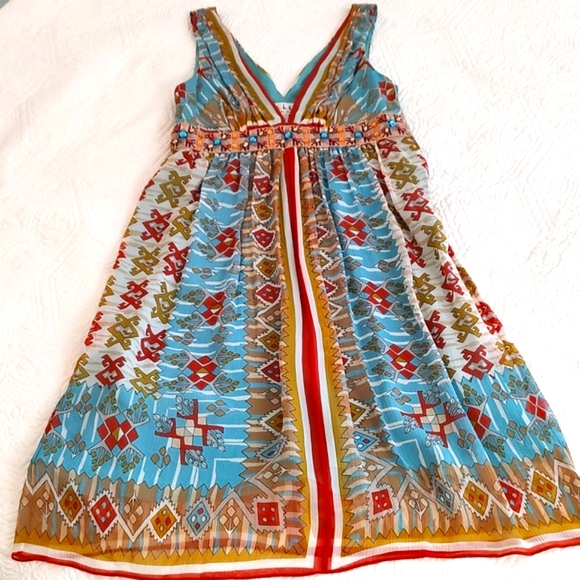 Nicole Miller Womens 100% Silk V-Neck Sleeveless Beaded Embroidered Waist/Size 4 - Picture 2 of 11